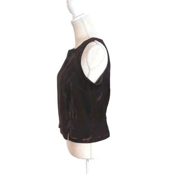 Womens Deep Burgundy Red Velvet Sleeveless Top - Picture 3 of 6